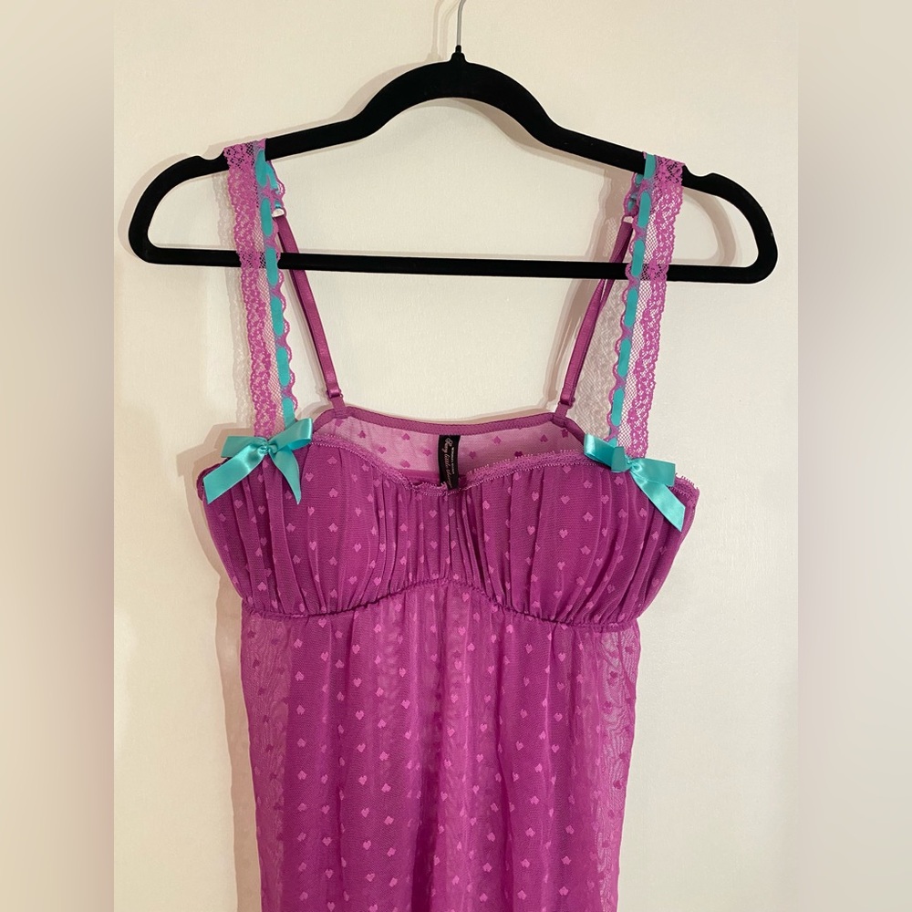 Victoria’s Secret 2000s purple and teal baby doll slip